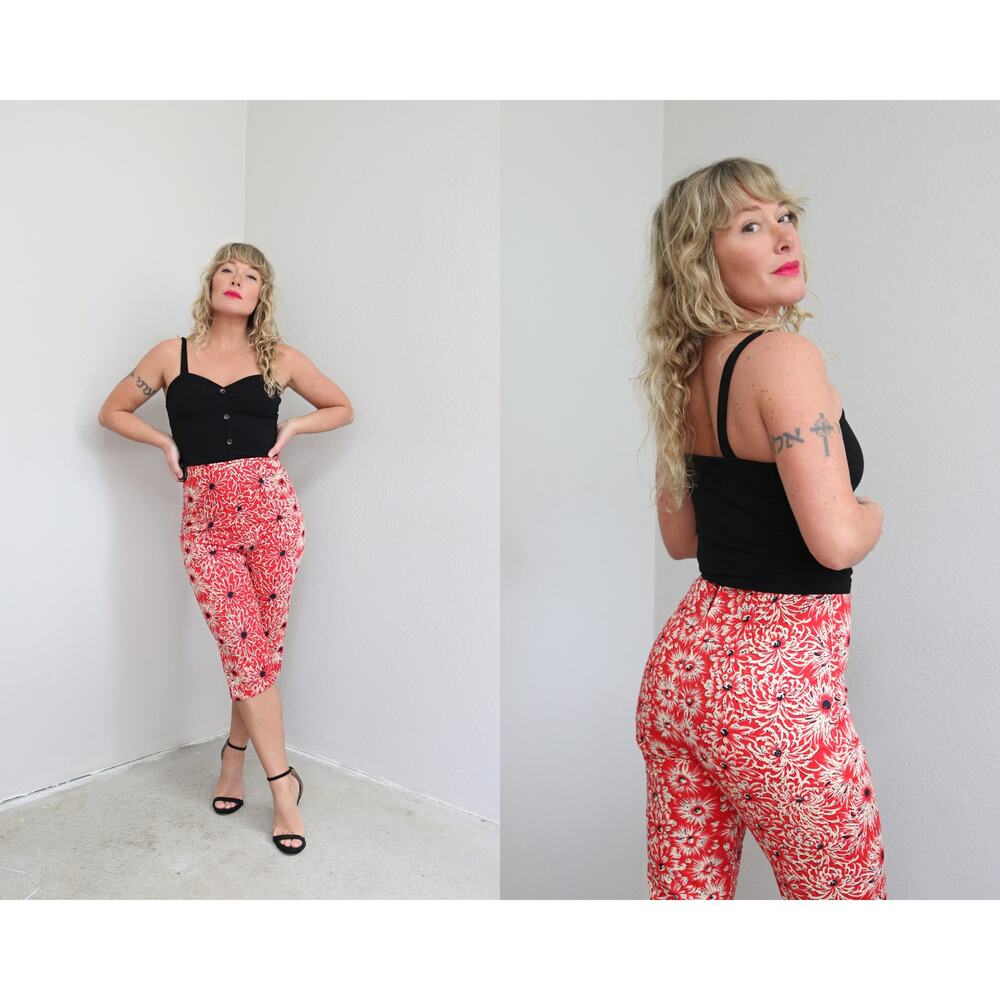 1950's Vintage High Waisted Peddle Pusher Capri Pants Women's XXS XS 26" Waist